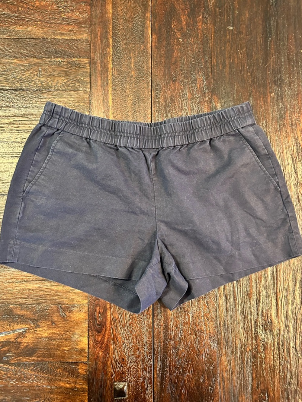 J Crew Women's Navy Casual Elastic-Waist Linen Blend Shorts